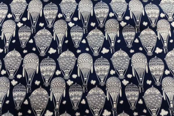 A1: Balloons on Navy Blue Patchwork / Craft Fabric - Rainbow Fabrics