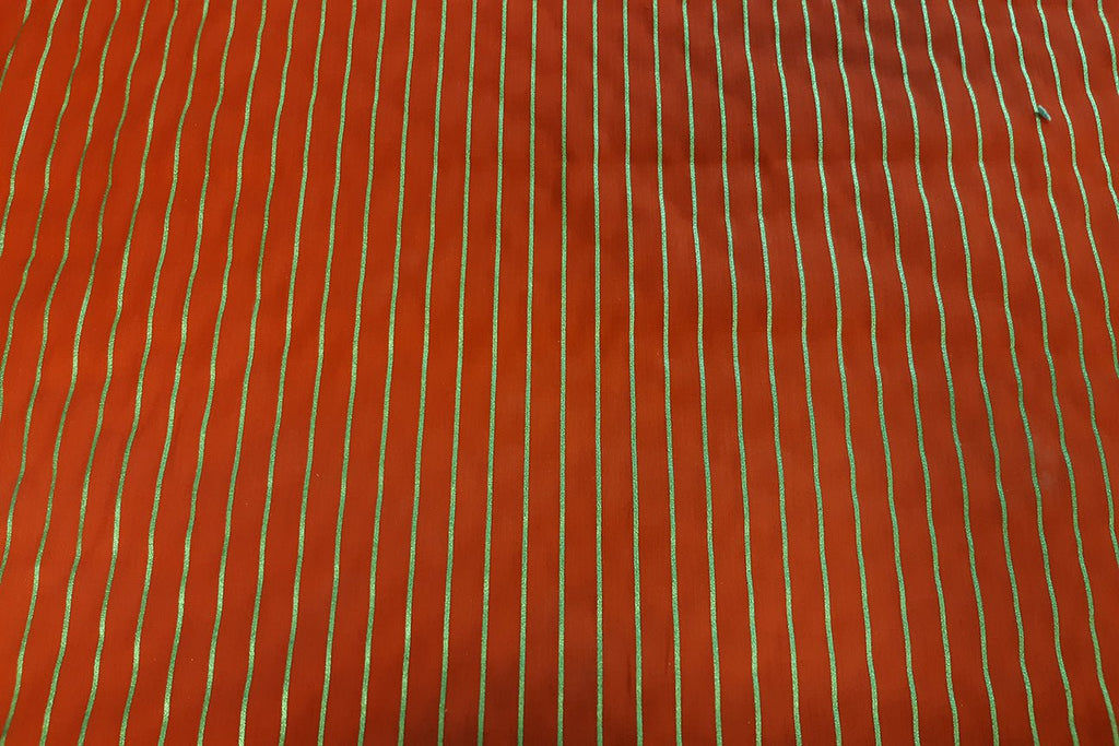 Rainbow Fabrics A1: Gold Stripe On Red Patchwork / Craft Fabric Multi Coloured Craft Fabric