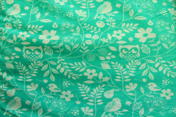 A1: Nesting Owls Green Patchwork / Craft Fabric - Rainbow Fabrics
