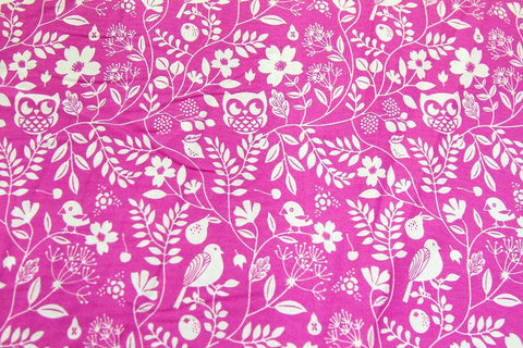 A1: Nesting Owls Pink Patchwork / Craft Fabric