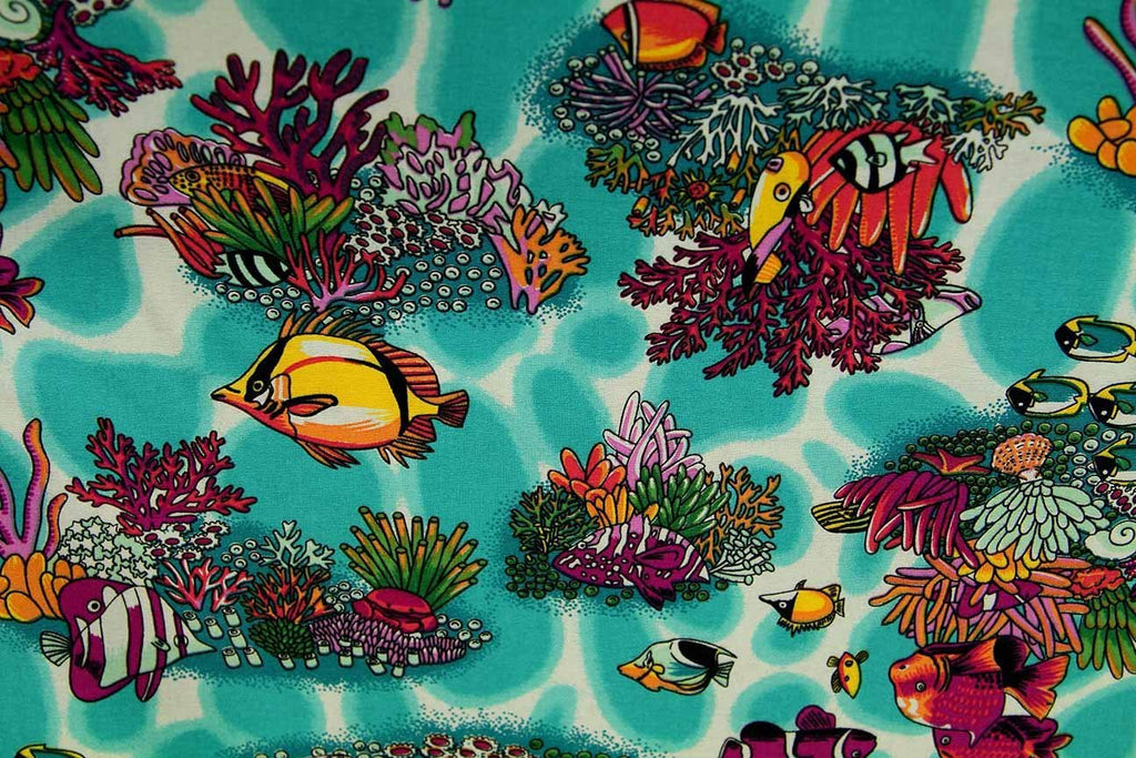 A1: Tropical Fish Green Patchwork / Craft Fabric - Rainbow Fabrics
