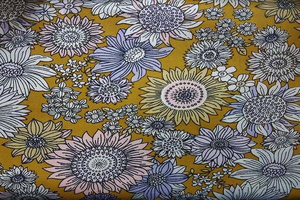 Rainbow Fabrics Autumn Flower Patchwork / Craft Fabric Blue Craft Fabric