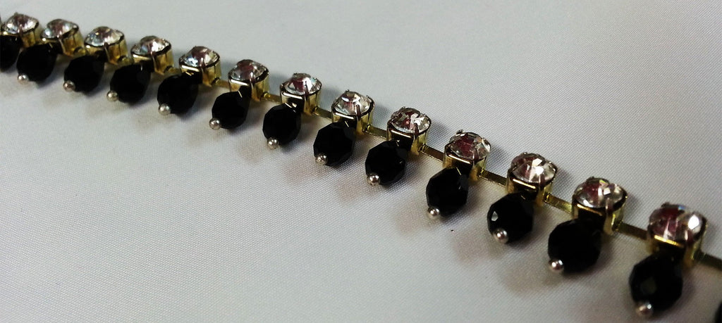 Black and White Diamond Diamante Trim