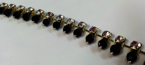 Black and White Diamond Diamante Trim