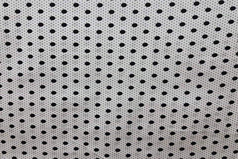Black Small And Big Dots On White Printed Cotton