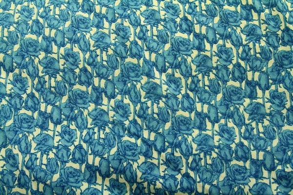 Blue Winter Rose #2 White Patchwork / Craft Fabric - Rainbow Fabrics
