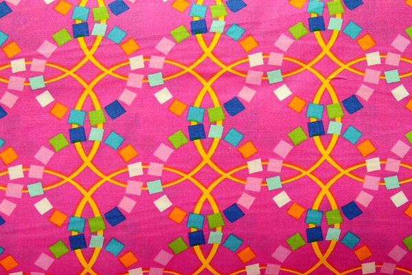 Rainbow Fabrics Bubble Gum Circles Pink Pink Craft Fabric