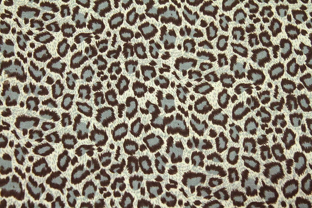 Green Leopard Print on White Canvas Fabric
