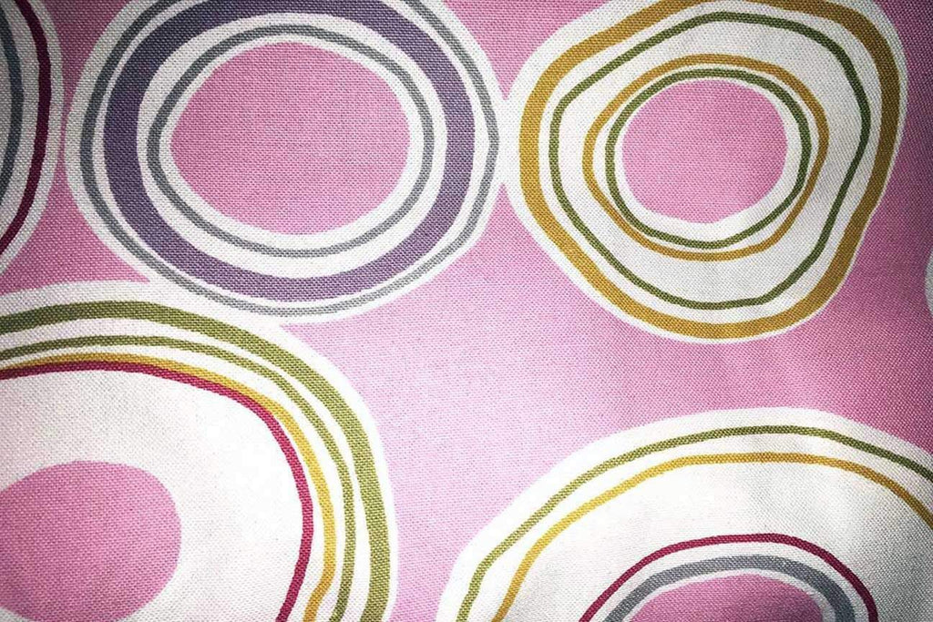 Rainbow Fabrics Ca2: Bolyai Cicles Pink Canvas Upholstery
