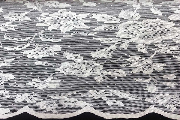 Rainbow Fabrics CL: Eleanor Rose White Curtain Lace