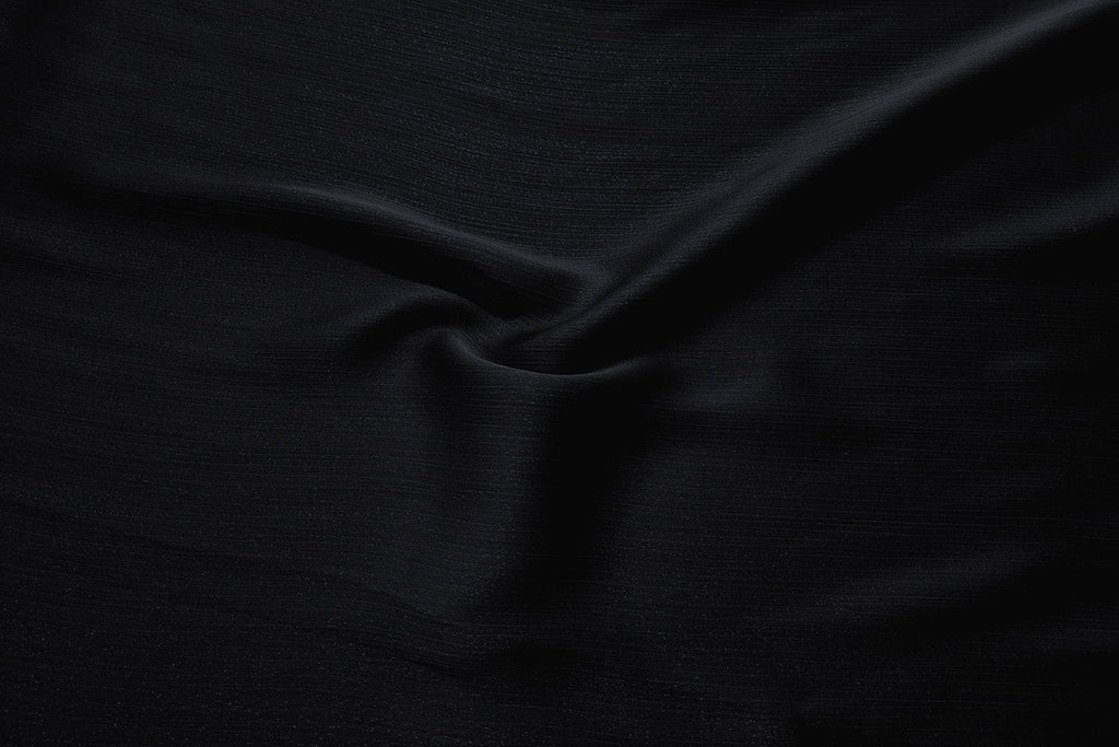 Rainbow Fabrics CPC:  Glittering Black Crinkle Plain Chiffon