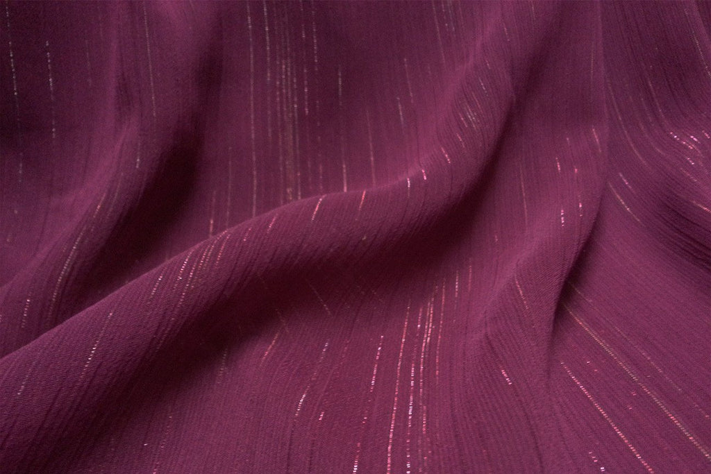 CPC Vivid Burgundy Glittering Crinkle Plain Chiffon