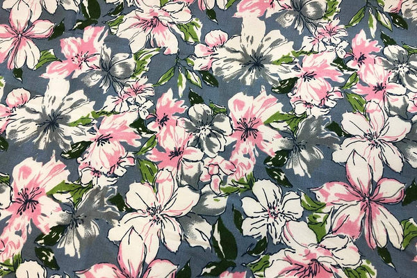 Rainbow Fabrics CS: Pink Hibiscus Abstract Cotton Sateen Price per meter