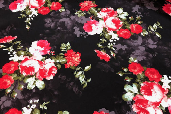 Rainbow Fabrics CS: Red Blossomed Tulip Cotton Sateen Price per meter