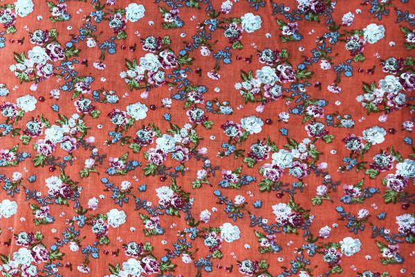 Rainbow Fabrics CV: Light Blue and Purple Rose Cotton Voile Price per meter