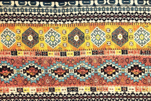 Rainbow Fabrics DK: Colorful Aztec Pattern Scuba Knit