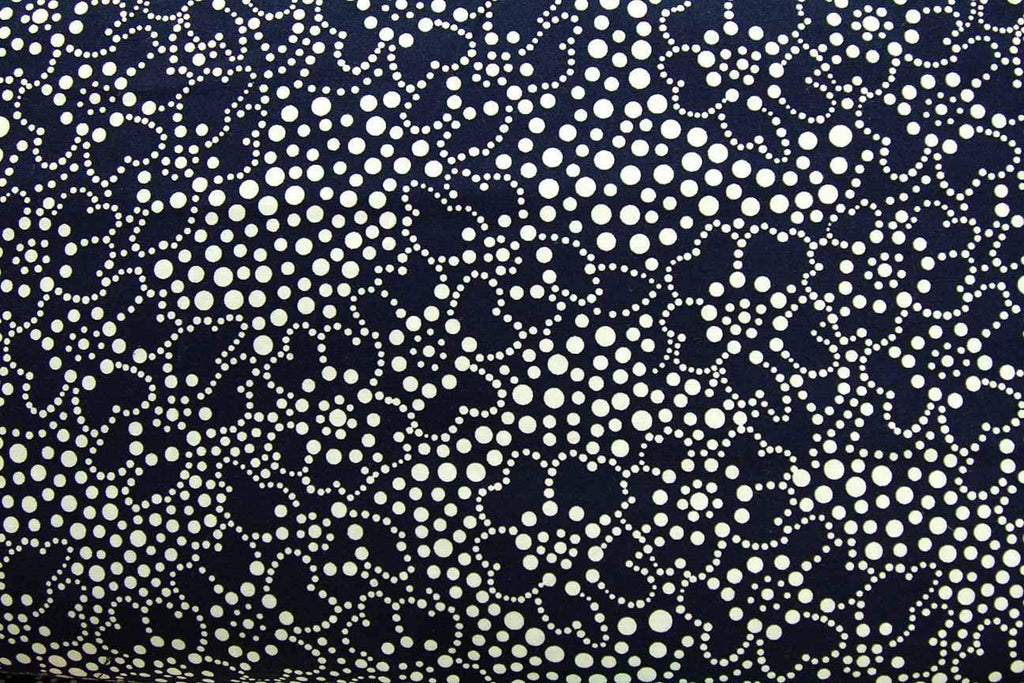 Rainbow Fabrics DO: Connecting The Dots #1: White on Dark Blue Patchwork / Craft Fabric Black Craft Fabric