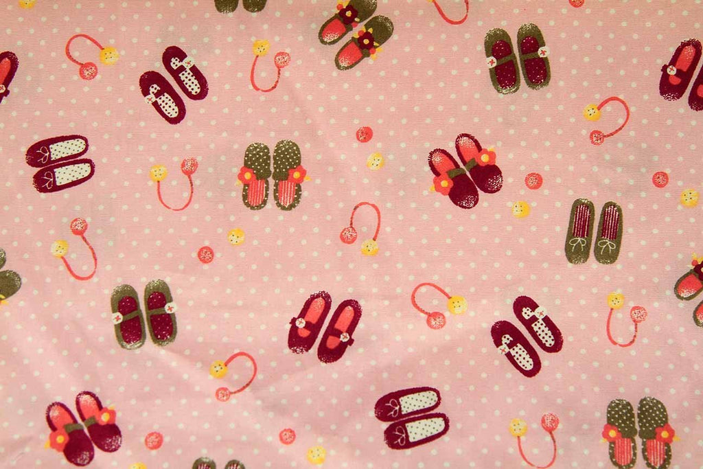Rainbow Fabrics DO: Dancing Shoes: Pink Patchwork / Craft Fabric Pink Craft Fabric