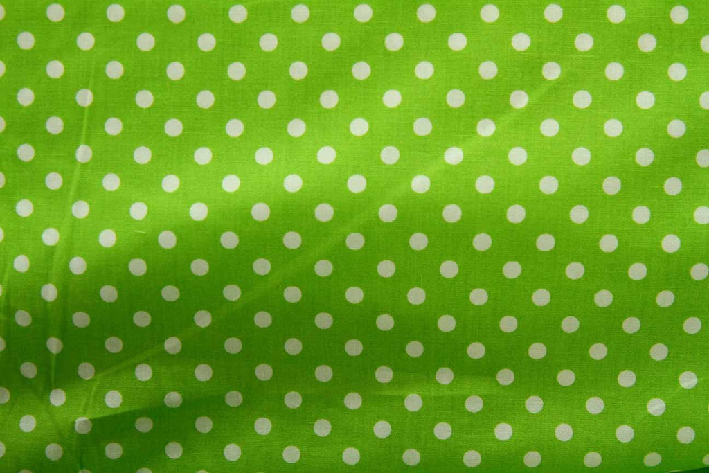 Rainbow Fabrics DO: Small White Dots Green Green Craft Fabric