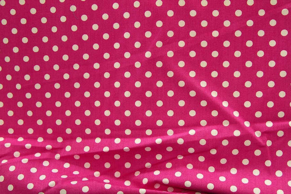 Rainbow Fabrics DO: Small White Dots Pink Pink Craft Fabric