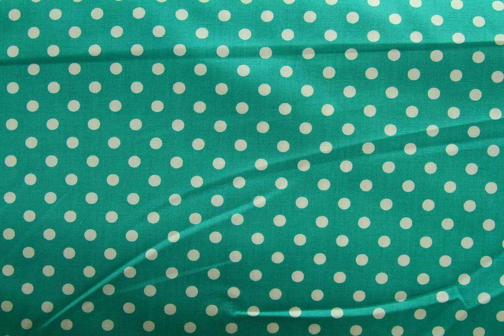 Rainbow Fabrics DO: Small White Dots Teal Green Craft Fabric