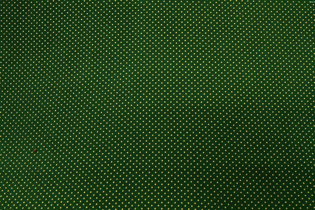 Rainbow Fabrics DO: Tiny Gold Dots Dark Green Green Craft Fabric