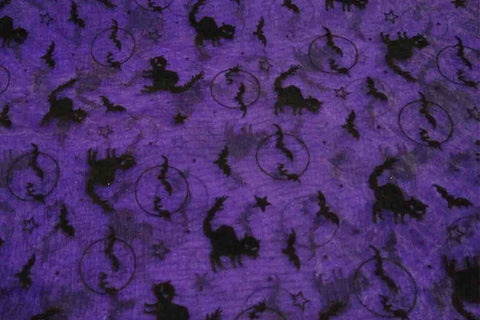 EO: Black Cat Purple Flocking Organza
