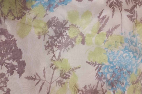 EO: Colourful Leaves on Light Yellow Organza