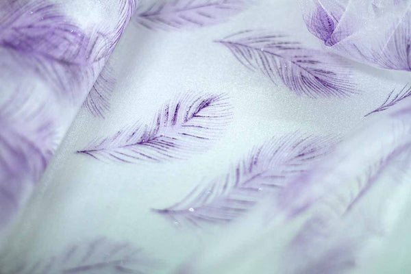 Rainbow Fabrics EO: Feather’s Purple Organza White Fabric