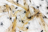 Rainbow Fabrics EO: Spider Web Gold Flocking Organza Black Fabric