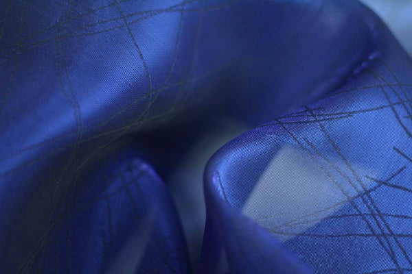 Rainbow Fabrics EO: Stripe Deep Ocean Blue Organza Blue Fabric