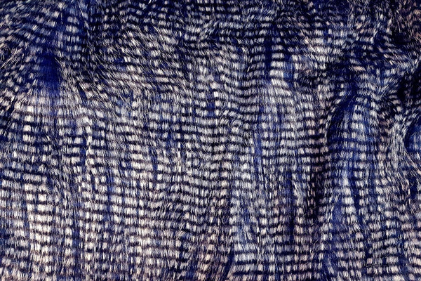 Rainbow Fabrics F1: African Porcupine - Off White And Navy With Black Stripe Faux Fur