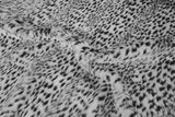 Rainbow Fabrics F1: Black And Misty White Leopard Faux Fur