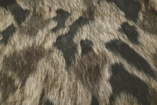 Rainbow Fabrics F1: Cheetah Spot - Netsuke And Black Faux Fur