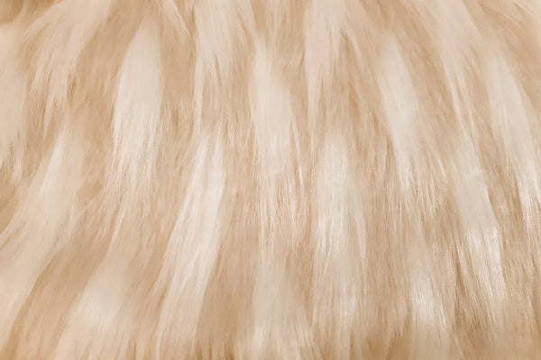 Rainbow Fabrics F1: Off white and Dark Cream Striped Faux Fur