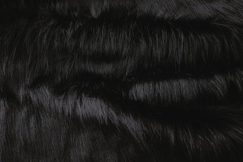 Rainbow Fabrics F1: Shiny Black Long Hair Faux Fur