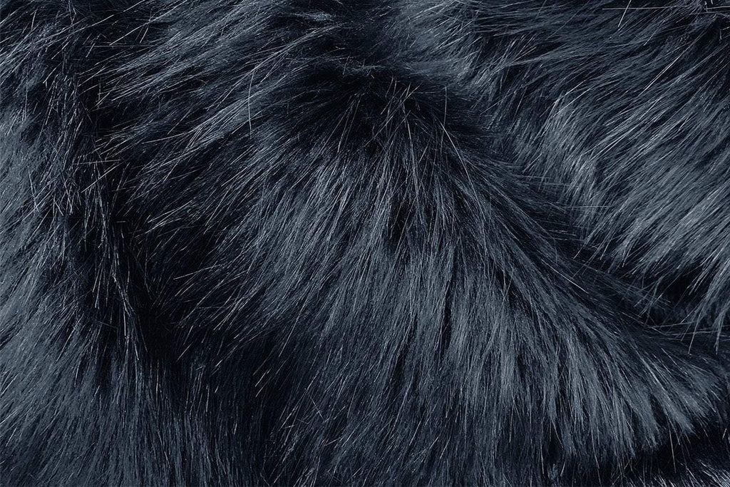 Rainbow Fabrics F1: Shiny Dark Navy Long Hair Faux Fur