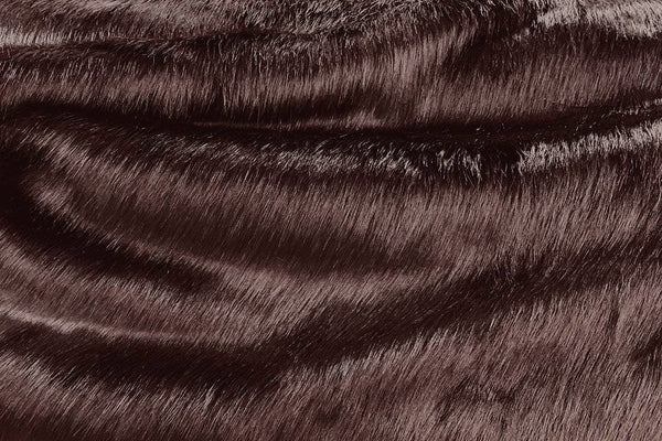 Rainbow Fabrics F1: Shiny Dark Red Brown Long Hair Faux Fur