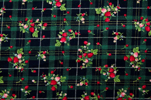 Rainbow Fabrics FB: Punk Strawberry Green Check Multi Coloured Craft Fabric