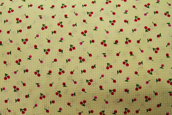 Rainbow Fabrics FB: Tiny Cherry Yellow & White Check Yellow Craft Fabric