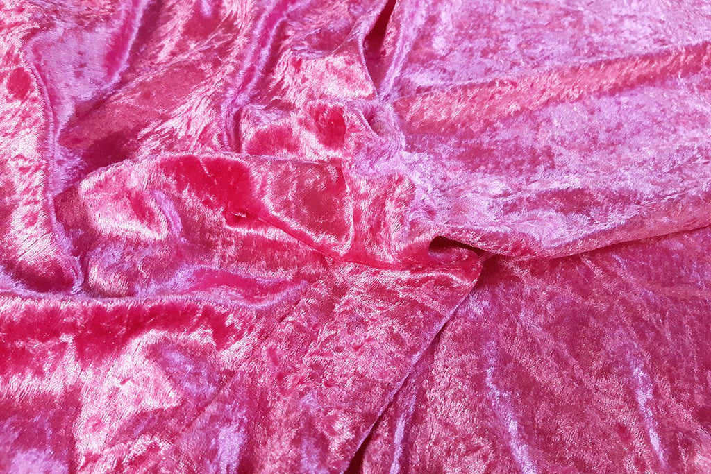 Rainbow Fabrics Flamingo Pink Crushed Velvet