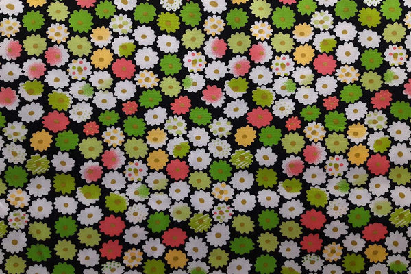 Rainbow Fabrics Flower Abstract On Navy Patchwork / Craft Fabric Blue Craft Fabric