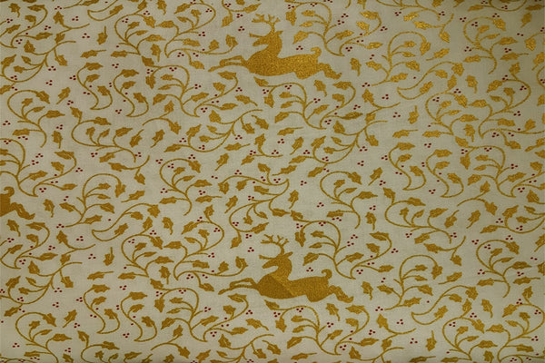 Rainbow Fabrics Golden Deer Patchwork / Craft Fabric Blue Craft Fabric