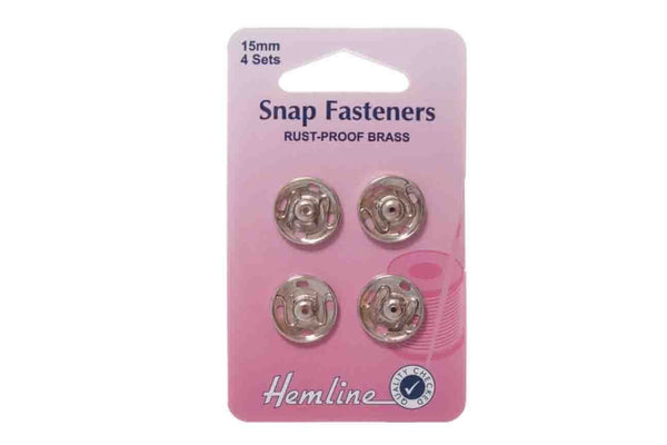 Rainbow Fabrics HY: 15mm Nickel Snap Fasteners