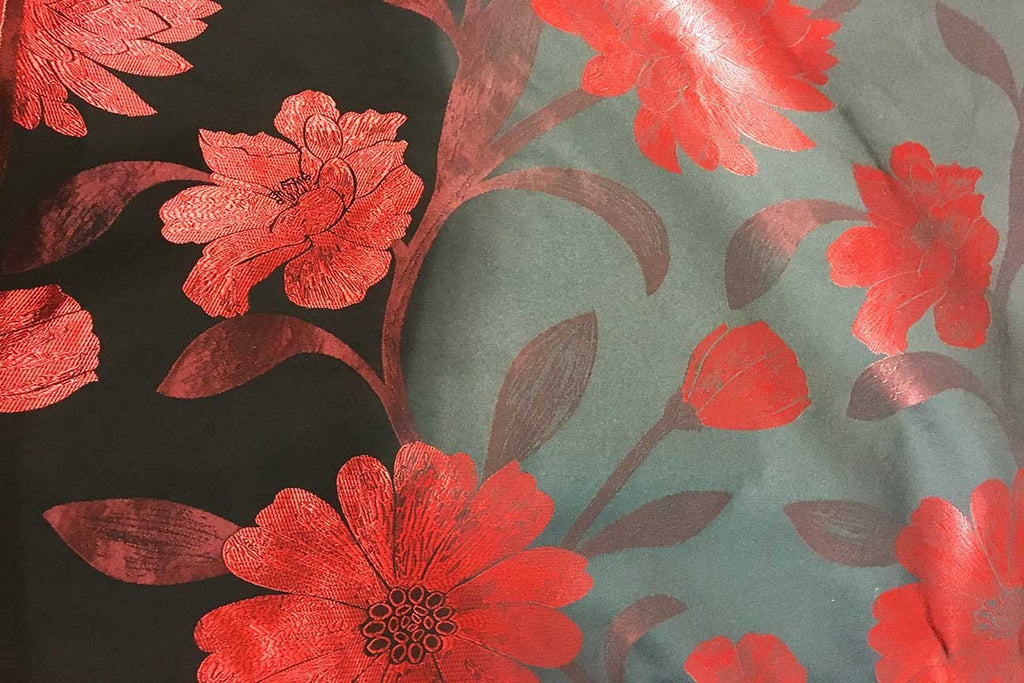 Rainbow Fabrics J1: Peruvian Lily Red Jacquard