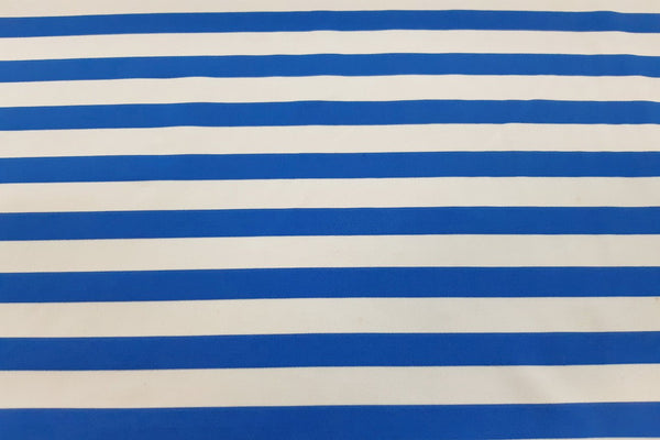 Rianbow Fabrics L1:  White And Blue Stripe Lycra - 1.5cm thick stripe Lycra