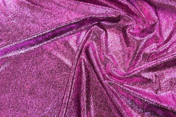 Rianbow Fabrics LF: Liquid Foil Spandex - Confetti Specs in Pop Magenta Price per Meter