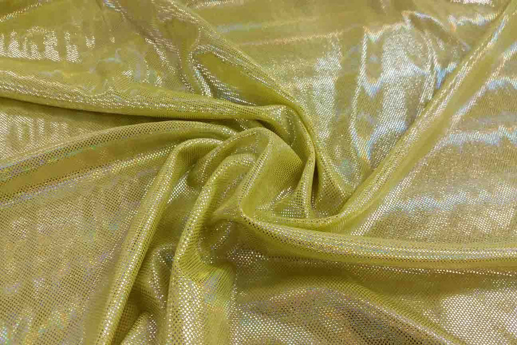 Rianbow Fabrics LF: Liquid Foil Spandex - Confetti Specs on Yellow - 08