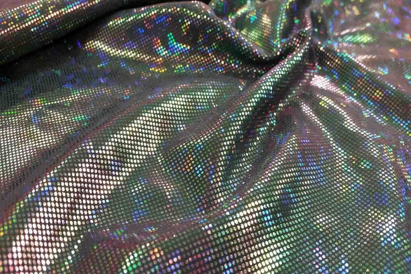 Rianbow Fabrics LF: Liquid Foil Spandex - Hollogram Specs on Dark Grey - 19