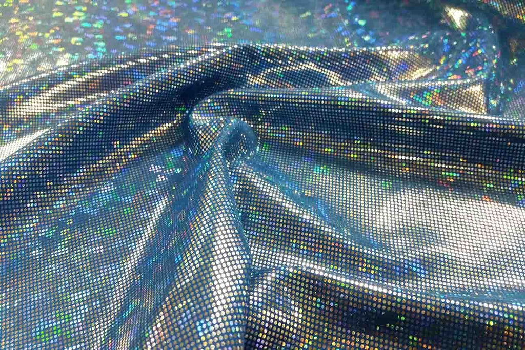 Rianbow Fabrics LF: Liquid Foil Spandex - Hollogram Specs on Ocean Blue - 15